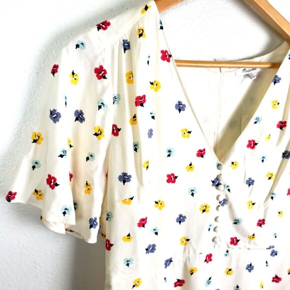 Madewell NWT Spring/Summer Floral Print Cream Short Dress Size 08 - Picture 6 of 12